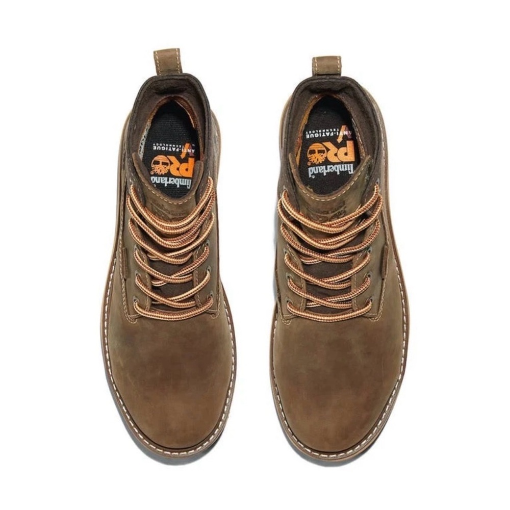 New in box Timberland PRO Women's Brown Leather Boots size 7.5 Hard Toe Shoes